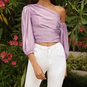 purple one shoulder top